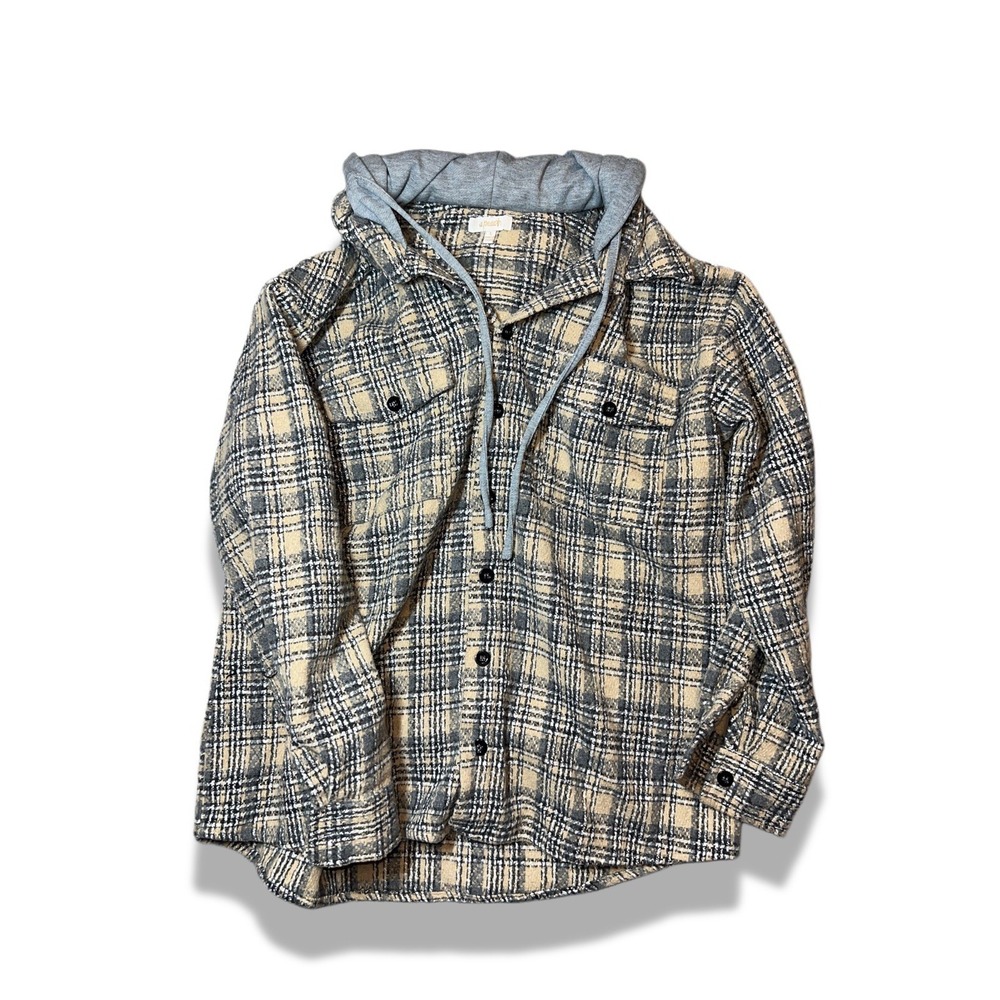 Flannel Hoodie A. Peach Plaid Women Size Large